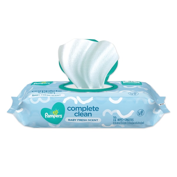Pampers Complete Clean Baby Wipes, 1-Ply, Baby Fresh, 72 Wipes/Pack, PK8 75536 - main